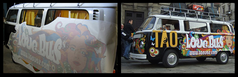 Left: The minibus is transforming its image Right: TAO Love Bus is ready to tour 